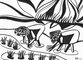 2011 :: Black Ink Drawing, Rice Workers